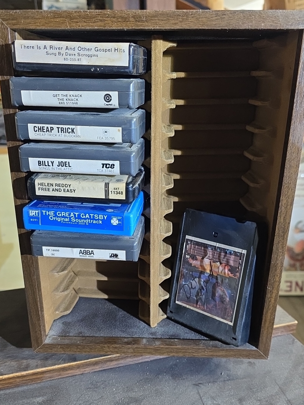 Wooden Home Storage Cassette Tape Rack in Brown With 39 8 Tracks
